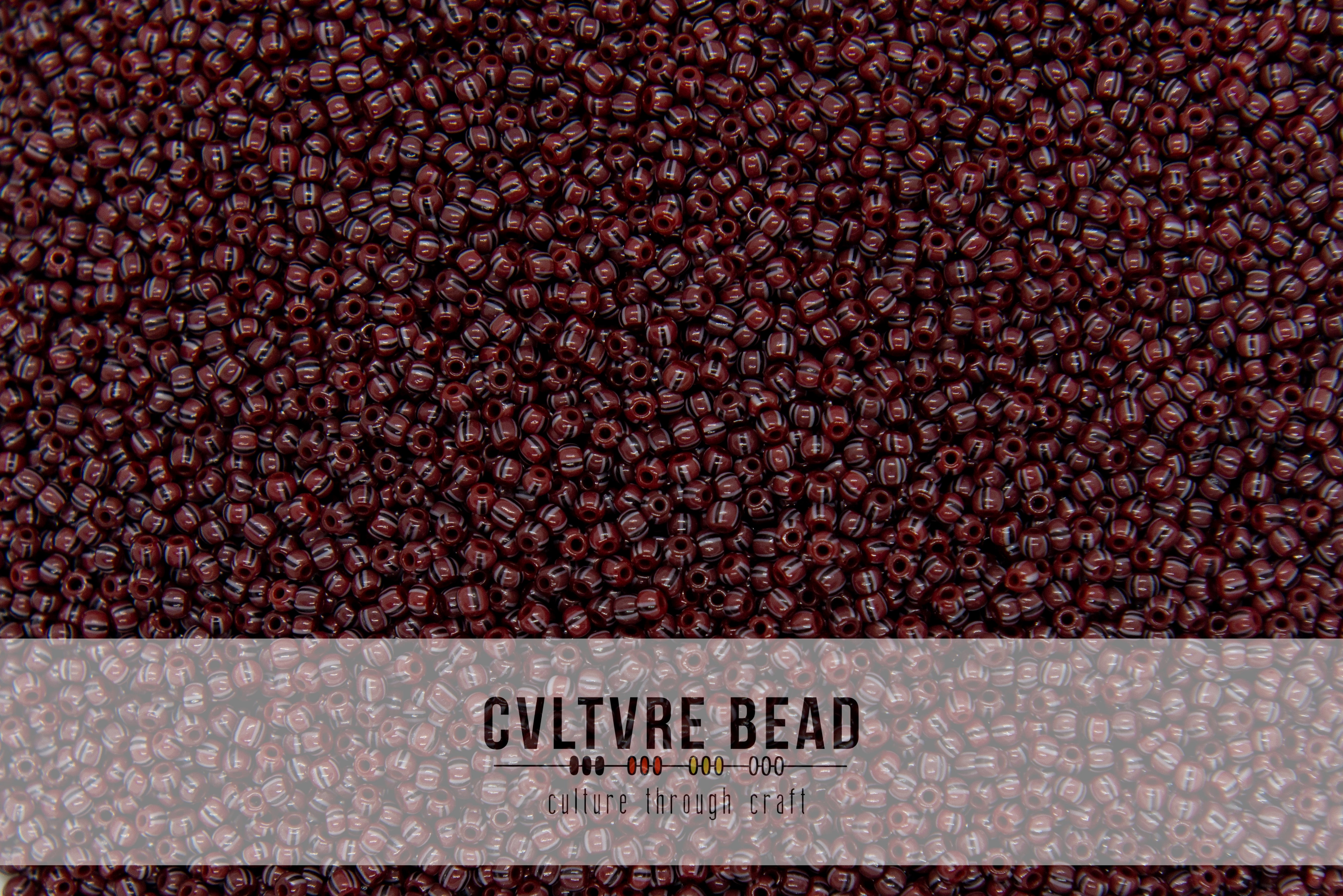 Czech Seed Bead 10/0 Striped Cranberry 22g vial